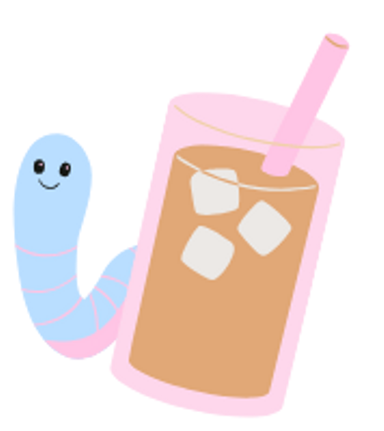 Fun Bug worm behind iced drink