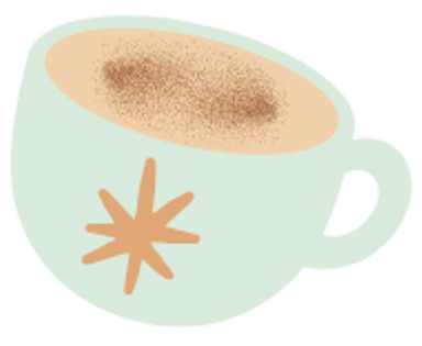 coffee cup with cardamom on the front and cinnamon