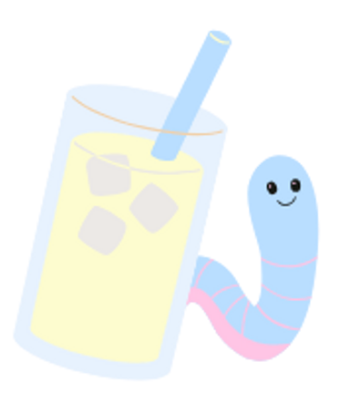 iced lemonade with a worm behind it